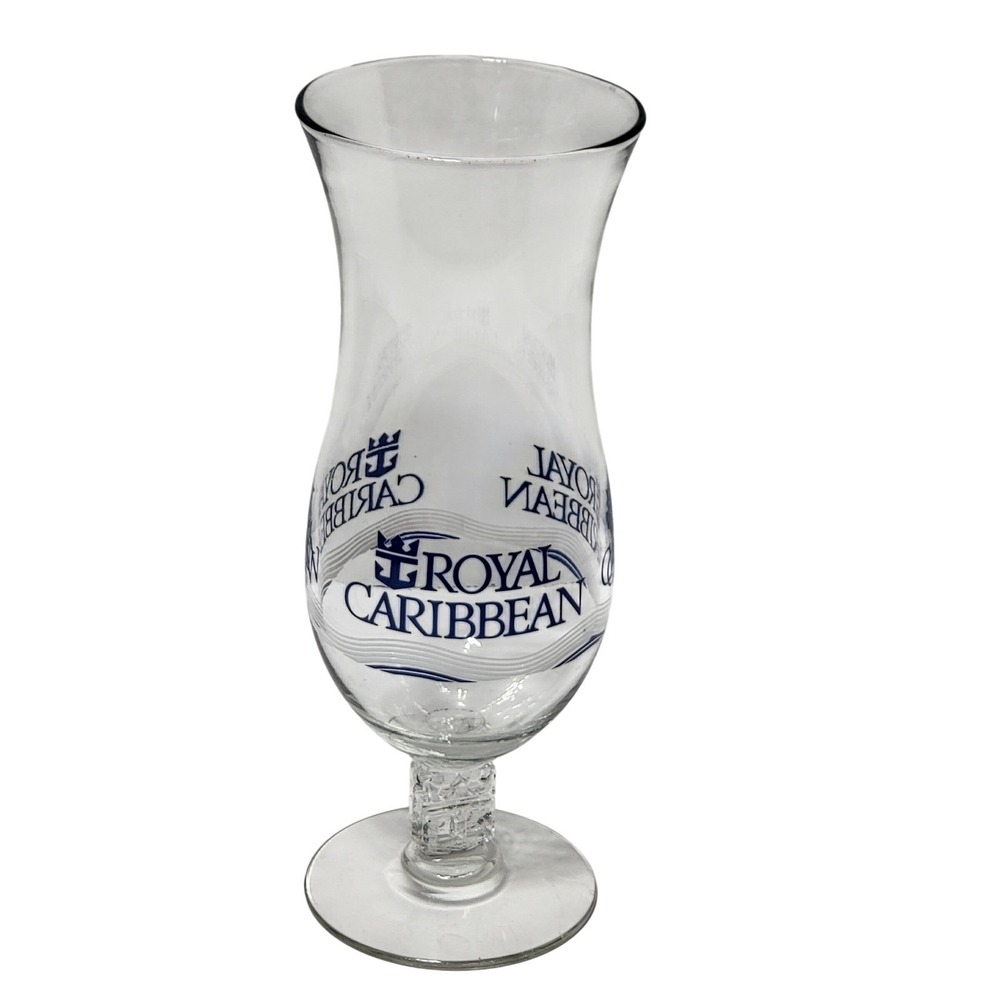 Royal Caribbean International Souvenir‎ Hurricane Glass Blue Logo Textured Stem